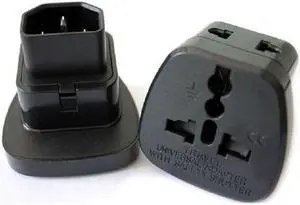 (2 Pack) Tekit IEC C14 to Universal Female AU US UK EU C13 Safe Socket Power Adapter AC Plug,Power Adapter Black Female Socket To Pro IEC 320 PDU UPS C14 Plug Power Adapter Converter Universal socket