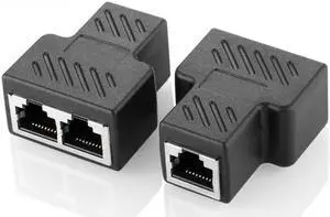 (2 Pack) RJ45 Splitter Adapter 1 to 2 Dual Female Port, Cat 5 / Cat 6 / Cat 7 Lan Ethernet Socket Splitter Plug Adapter,1 To 2 RJ45 Connector Network Cable Splitter Extender Plug Adapter ,RJ45 Coupler