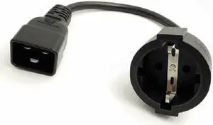 IEC C20 to Schuko Short Power Cord 1 Foot ,IEC320 C20 to European CEE7 Schuko female socket Short Power Cable ,16AWG,1ft/30cm IEC C20 to Schuko Short Power Cord 1 Foot ,IEC320 C20 to European CEE7 Schuko female socket Short Power Cable ,16AWG,1ft/30cm