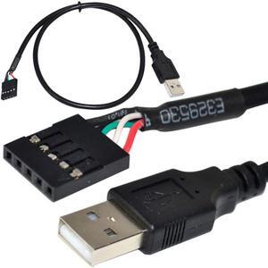 (2 Pack) 5 Pin Motherboard Female Header to USB 2.0 Male Adapter Dupont Extender Cable, USB 2.0 A Male Plug to 1x 5Pin Female 0.1" USB Header PCB Motherboard Cable