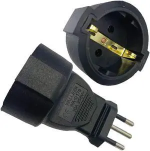 IEC320 Connetons Brazil Plug Male to EU Schuko Connector Female 16 A 250V,Brazil 3Pin Male to Euro schuko Female Adaptor (Brazil to EU)
