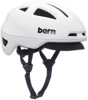 BERN Major Compass Dial-Adjusted Adult Bicycle Helmet, MIPS Matte White, Medium