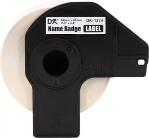 Brother DK-12343PK Die-Cut Name Badge Paper Labels, 3 Rolls - White