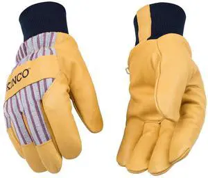 Kinco 1927KW Premium Leather Work and Ski Gloves for Adults, Golden, S (1 Pack)
