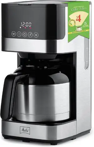 Melitta Aroma Tocco Thermal Drip Coffee Maker with 5-Pack Coffee Filters - Black