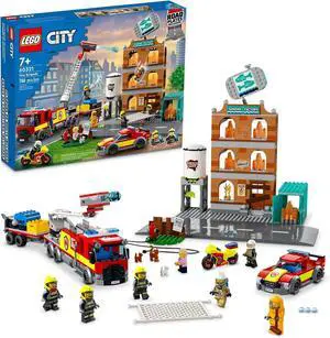 LEGO City Fire Brigade Building Set for Kid with Toy Fire Truck - 766 pieces