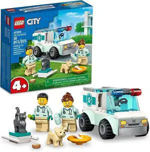 LEGO City Vet Van Rescue 60382 Animal Ambulance Toy Set for Kids Ages 4+ (58pcs)