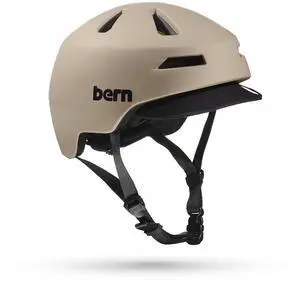 BERN Bike Helmet with Rotational Impact Protection, Matte Sand w/ Visor, Small