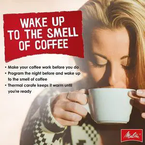 Melitta Aroma Enhance Drip Coffee Maker with Glass Carafe, 10 Cups - White