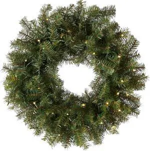National Tree Pre-Lit Artificial Christmas Wreath, Green, Norwood Fir, 24-Inches