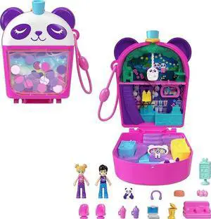 Polly Pocket Bubble Tea Panda Playset with 2 Micro Dolls, Pet Panda - Multicolor