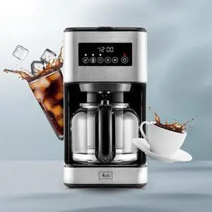 Melitta Aroma Tocco PLUS Programmable Coffee Maker, 12 Cups - Black and Silver