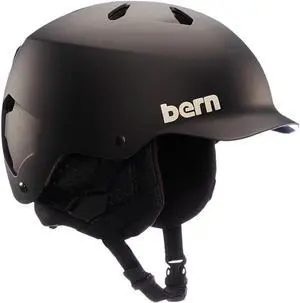 Bern Watts Classic Helmet for Men & Women, Matte Black with Black Liner - Small