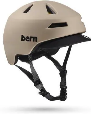 Bern Brentwood 2.0 Adjustable MIPS Adult Bike Helmet, Matte Sand w/ Visor, Large