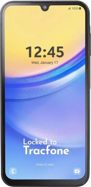 Samsung Galaxy A15 5G TracFone 128+4GB 6.5" Locked Smartphone, 50MP Camera Black