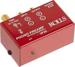 Rolls VP29 Corded Electric Phono Preamp for Exact RIAA Equalization - Red