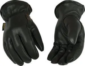 Kinco 93HK-M-1 Lined Grain Goatskin Elastic Safety Work Gloves, Black, Medium