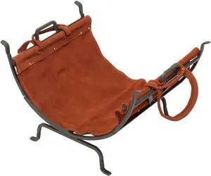 Uniflame W-1189 Olde World Iron Log Holder with Suede Leather Carrier - Red