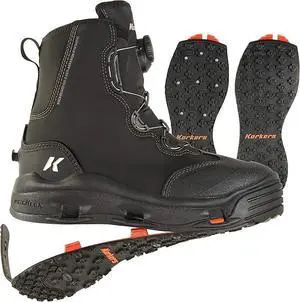 Korkers FB4120-15 Men's Devil's Canyon Wading Boots, Rubber Sole, Black, Size 15