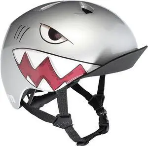 Bern Nino Bicycle Helmet for Kids (Ages 3-12) - Metallic Silver Shark Bite, S/M