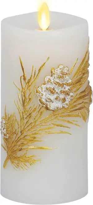 Luminara Embossed Flameless Indoor LED Candle for Decoration, 3" x 6.5" - White