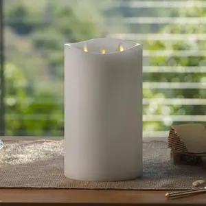 Luminara Tri-Flame Flameless Indoor LED Candle for Decor, 5.8" x 9.7" - White
