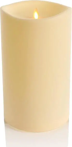 Luminara Realistic Artificial Moving Flame Outdoor Pillar Candle, Ivory - 6"x11"