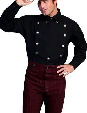 Scully 	F0_rw011 Men's Rangewear Long Adult Sleeve Bib Shirt, Black - Large