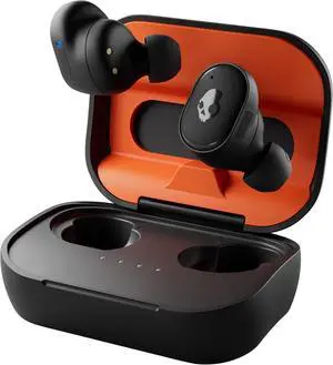 Skullcandy Grind Fuel Wireless Earbuds, Up to 40HR Battery - True Black/Orange