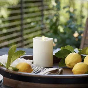 Luminara Outdoor Moving Flame Cordless LED Candle for Decor, White, 3.25" x 4.5"
