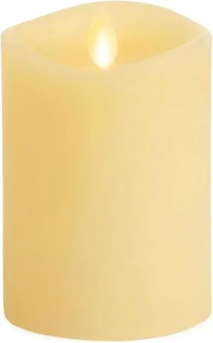 Luminara Realistic Artificial Moving Flame Modern Pillar Candle - 3"x4.5", Ivory