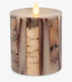 Luminara Embedded Birch Twigs Flameless LED Candle, Moving Flame - 3.5" x 4.5"
