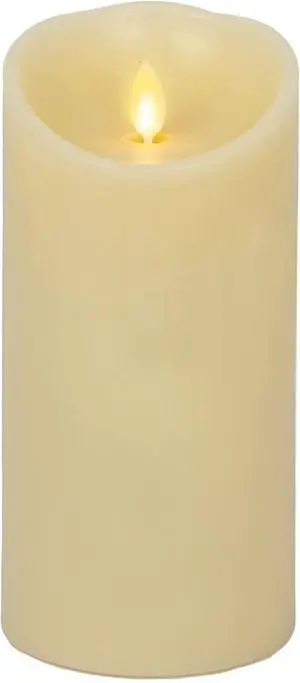 Luminara Flameless 3-V Indoor Moving Flame Pillar LED Candle - 3.5" x 7", Ivory