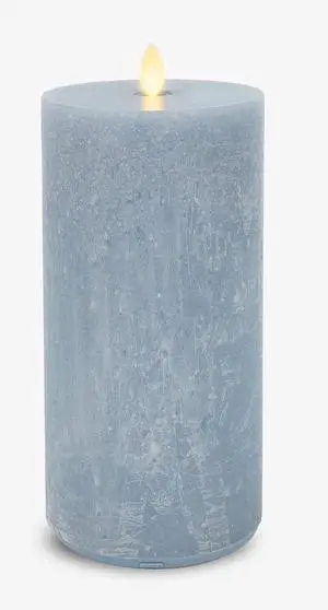 Luminara Seaglass Rechargeable Wax Flameless LED Candle - 3.8"x8.6", Silver Blue