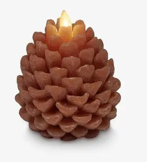 Luminara Pinecone Flameless Candle, Battery Operated with Timer - 3.9" x 4.3"