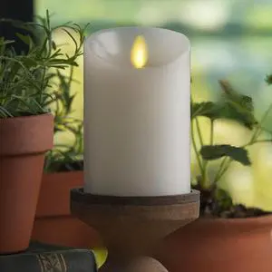 Luminara Flameless LED Battery Operated Flickering Pillar Candles - White