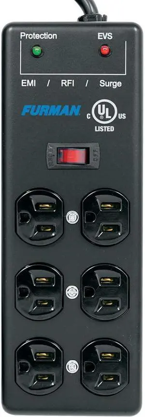 Furman SS-6B-PRO 6 Outlet Steel Construction Pro Surge Suppressor Strip with EVS