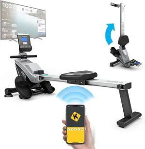 Bluefin Fitness Rower Machine w/ LCD Digital Fitness Console for Home Gym, Black