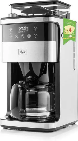 Melitta 10-Cup Fully Automatic Drip Coffee Maker, Stainless Steel & Black, 120-V