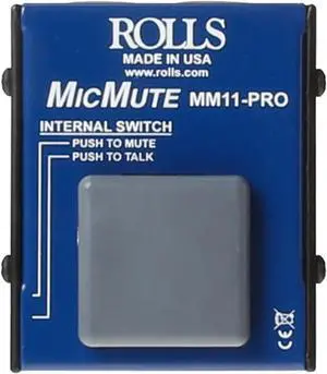 Rolls MM11PRO 1 A-B Box Pro/switchable Push to talk Mic Mute Function, Blue