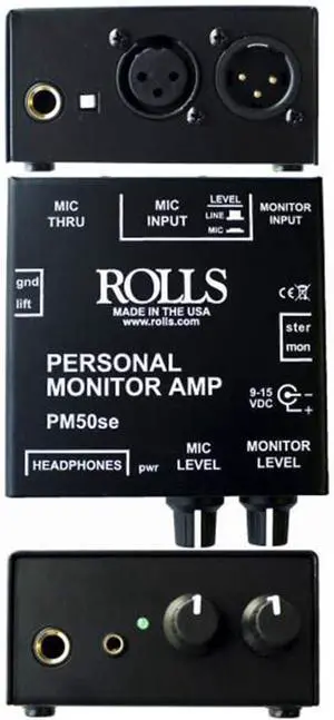 Rolls PM50se XLR Over Ear Headphone Personal Amplifier with Microphone-