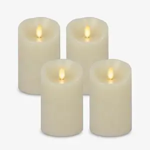 Luminara Flameless Battery Operated Flickering LED Candle, 4-Pack 3"x4.5", Ivory