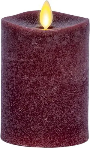 Luminara Flameless Battery Operated Flickering Pillar LED Candle, 3x4.5", Raisin