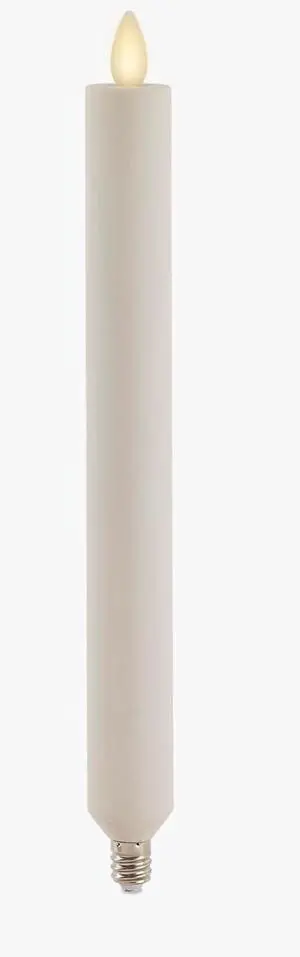 Luminara Flameless Tall E12 Taper Bulb Flat Top Candle, 1" x 9.5" - Pearl Ivory