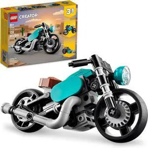 LEGO Creator 3 in 1 Vintage Motorcycle Set Vehicle Building Toy - 128 Pieces