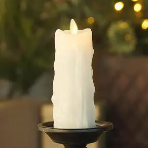 Luminara Heavy Wax Drip Flameless Indoor LED Candle for Decor, 2.5"x6.5" - White