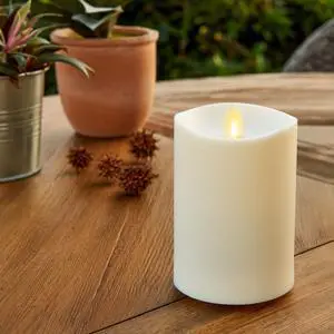 Luminara Realistic Artificial Moving Flame Pillar Led Candle, 3.25"x5" - White