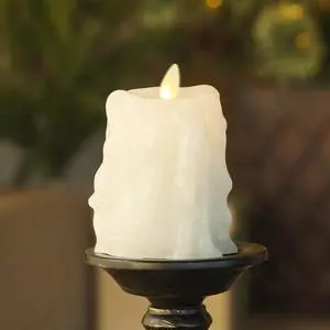 Luminara Flameless Battery Operated Real Wax Pillar LED Candle, 3.4x4.5" - White