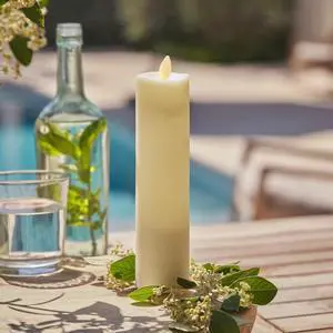 Luminara Flameless Battery Operated Outdoor Slim Pillar Candle, 2"x8.5" - White