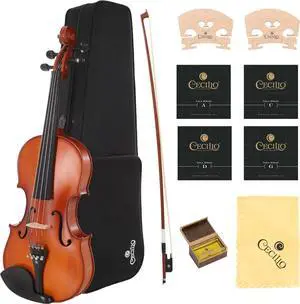 Cecilio Solid Wood Acoustic Viola with Brazilwood Bow, Satin Antique - Size 12"